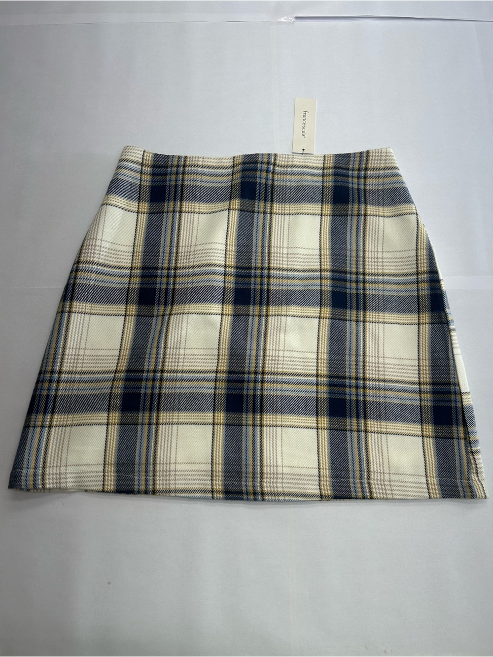 NWT Francesca's Blue Rain Navy Plaid A-Line Mini Skirt Size M